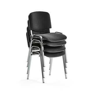 Konferencijska stolica NELSON, 4 kom/pak, crna tkanina, krom