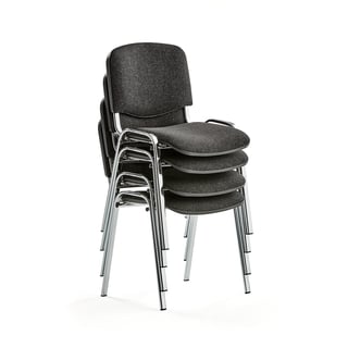 Konferenčná stolička NELSON, 4 ks, šedá, chróm