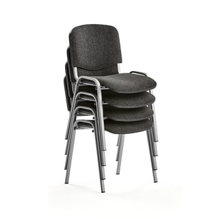Konferencinė kėdė NELSON, 4 vnt. pilkas audinys, pilka