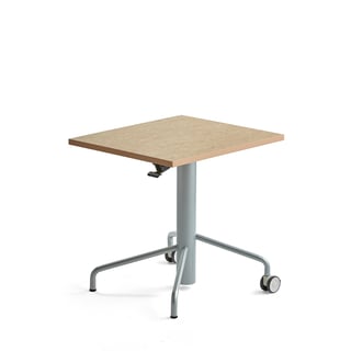 Sit-stand desk ARISE, 600x700 mm, grey frame, beige linoleum