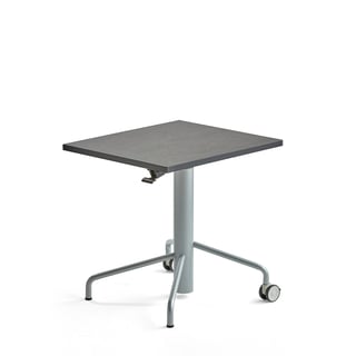 Hæve sænkebord ARISE, 600x700 mm, gråt stel, mørkegrå linoleum