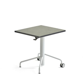 Ståbord ARISE, hev/senk, L700 B600 H690–1085 mm, hvit stativ/grå linoleum