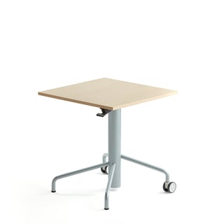 Työpöytä ARISE, korkeussäädettävä, 650x650 mm, harmaa jalusta, koivulaminaatti