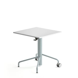 Hæve sænkebord bord ARISE, 650x650 mm, gråt stel, hvid laminat
