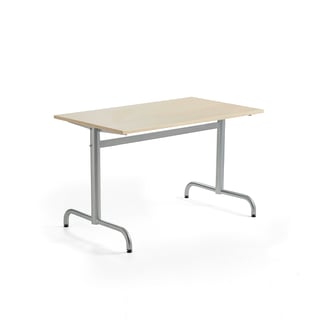Table PLURAL, 1200x700x720 mm, noise reducing high pressure laminate, birch, silver