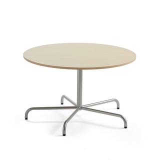 Table PLURAL, Ø1200x720 mm, noise reducing high pressure laminate, birch, silver