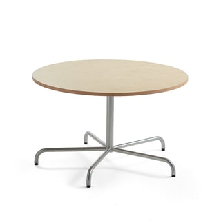 Table PLURAL, Ø1200x720 mm, linoleum top, beige, silver