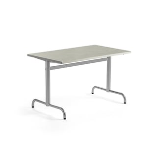 Tisch PLURAL, 1200x700x720 mm, Linoleum-Platte, grau, silber