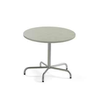 Pöytä PLURAL, Ø900x720 mm, ääntä vaimentava linoleumi, harmaa, hopeanharmaa