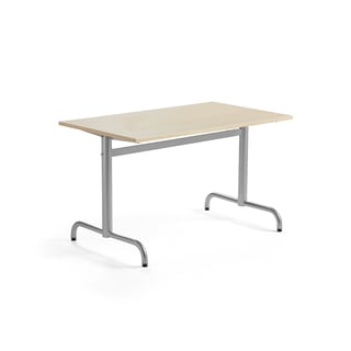 Stół PLURAL, 1200x700x600 mm, blat HPL, brzoza, srebrny