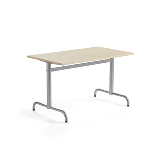 Table PLURAL, 1200x700x600 mm, noise reducing high pressure laminate, birch, silver