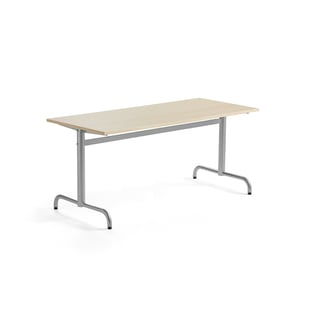 Pöytä PLURAL, 1600x700x600 mm, ääntä vaimentava korkeapainelaminaatti, koivu, hopeanharmaa