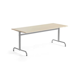 Stół PLURAL, 1800x700x600 mm, dźwiękochłonny HPL, brzoza, srebrny