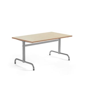 Tisch PLURAL, 1200x700x600 mm, Linoleum-Platte, beige, silber