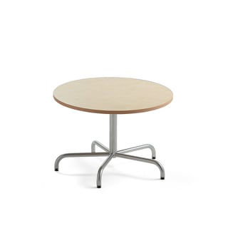 Pöytä PLURAL, Ø900x600 mm, ääntä vaimentava linoleumi, beige, hopeanharmaa