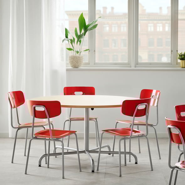 Table PLURAL, Ø1300x720 mm, linoleum top, beige, silver AJ Products