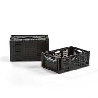 Salokāma plastmasas kaste RILEY, 600x400x230 mm, 10 gab. kompl., melna
