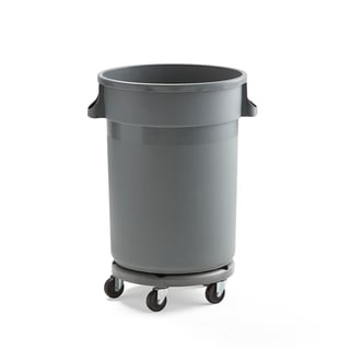Plastic waste container DOUGLAS with dolly, 120 L, grey