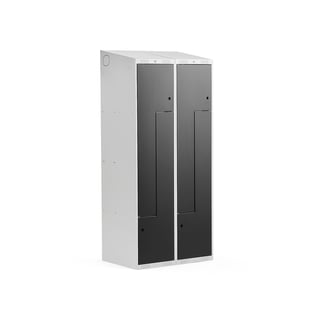 Z-locker CLASSIC, sloping top, 2 modules, 4 doors, 1900x800x550 mm, black