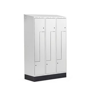 Z-locker CLASSIC, skirting base, 3 modules, 6 doors, 2050x1200x550 mm, grey