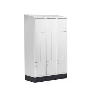 Z-locker CLASSIC, skirting base, 3 modules, 6 doors, 2050x1200x550 mm, grey