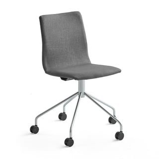 Conference chair OTTAWA with wheel base, grey fabric, grey