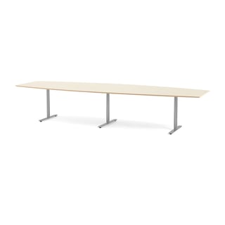 Moderna konferenčna miza: D 3800 x Š 1200/800 mm: breza/alu lak