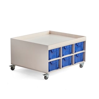 Play table MELINA, 12 compartments, 1000x900x550 mm, white pigmented