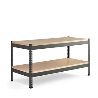Workbench COMBO, hardboard, with bottom shelf, 1840x775x915 mm