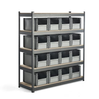 Widespan shelving FRASER + COMBO with 16 boxes