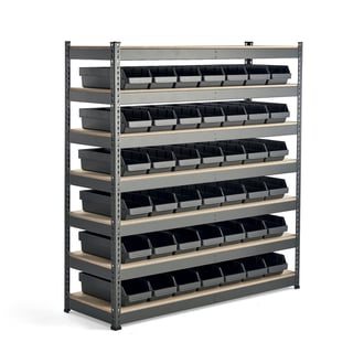Widespan shelving REACH + COMBO with 42 boxes