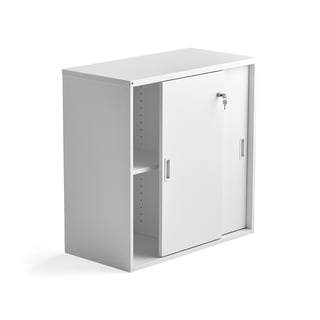 Toimistokaappi MODULUS, liukuovet, lukollinen, 800x800 mm, valkoinen