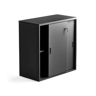 Skříň s posuvnými dveřmi MODULUS, uzamykatelná, 800x800 mm, černá