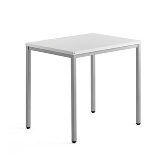 Sivupöytä MODULUS, jalusta, 800x600 mm, hopeanharmaa, valkoinen