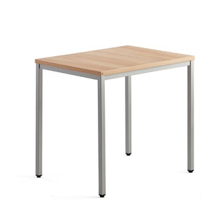 Side desk QBUS, 800x600 mm, 4-leg frame, silver frame, oak