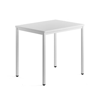 Stranska miza QBUS, 4 noge, 800x600 mm, belo ogrodje, bela