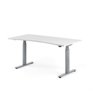 Standing desk MODULUS, wave, 1600x800 mm, silver frame, white