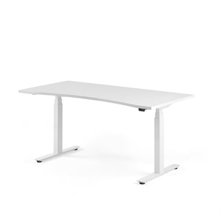 Skrivbord MODULUS, höj och sänkbart, maguttag, 1600x800 mm, vit, vit