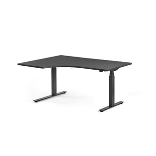 Standing desk MODULUS, ergonomic, 1600x1200 mm, black frame, black