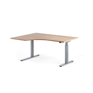 Reguliuojamo aukščio stalas MODULUS, 1600x1200mm, pilkos kojos, ąžuolas