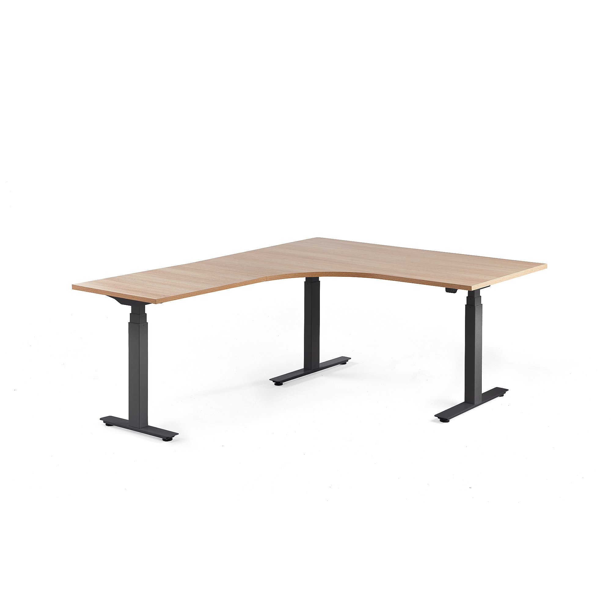 Standing Desk MODULUS L Shaped 1600x2000 Mm Black Frame Oak AJ   483061 