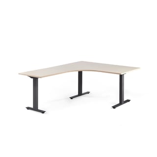 Ergonomski stol MODULUS, T-postolje, 1600x2000 mm, crni okvir, breza