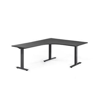 Hjørneskrivebord MODULUS, L1600 B2000 H740 mm, svart/svart