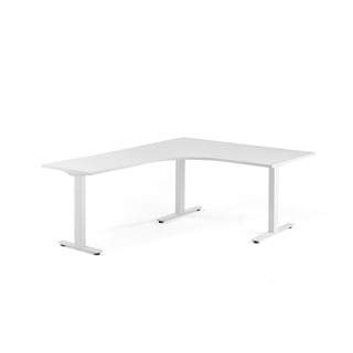 Ergonomski stol MODULUS, T-postolje, 1600x2000 mm, bijeli okvir, bijeli