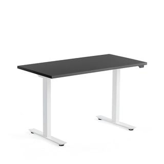 Podesiv stol MODULUS, 1200x600 mm, bijeli okvir, crni