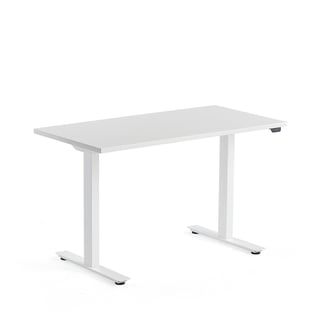 Výškově nastavitelný stůl MODULUS, 1200x600 mm, bílý rám, bílá