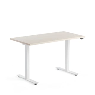 Schreibtisch MODULUS, elektrisch höhenverstellbar, 1200 x 600 mm, weiß/Birke
