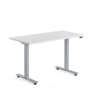 Elektriski augstumā regulējams galds Modulus, 1200x600mm, pelēks rāmis, balts