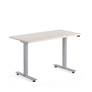 Výškově nastavitelný stůl MODULUS, 1200x600 mm, stříbrný rám, bříza