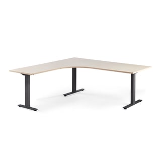 Ergonomski stol MODULUS, T-postolje, 2000x2000 mm, crni okvir, breza